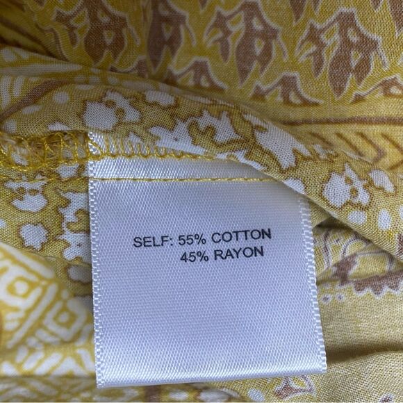 Rose + Olive Yellow Boho Short Flutter Sleeve Top W/ Tassels Women's Size Small - Picture 11 of 14